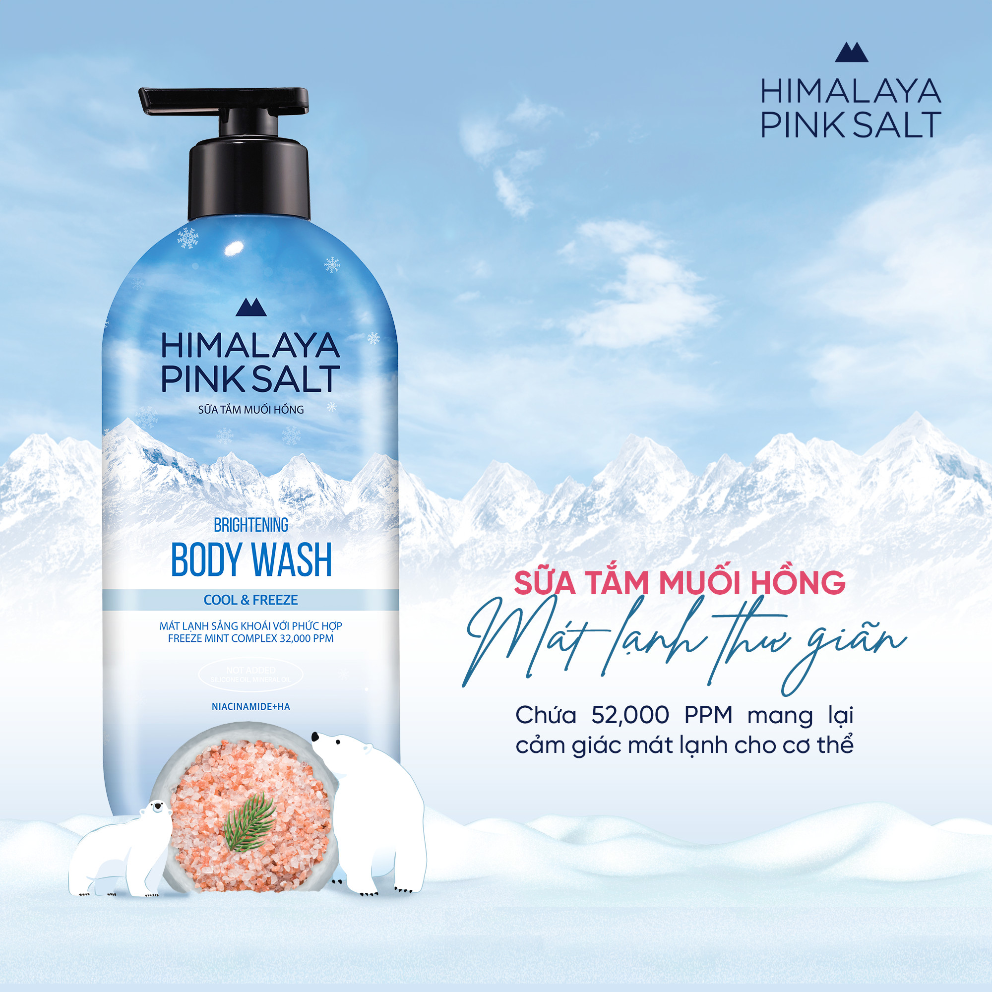 Sữa tắm muối hồng Himalaya Mát lạnh thư giãn Cool & Freeze 500G