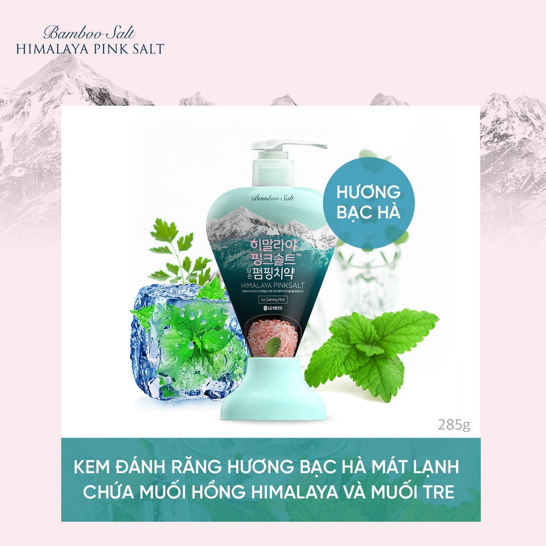 Kem đánh răng Bamboo Salt Himalaya Pink Salt Ice Calming Mint 285g