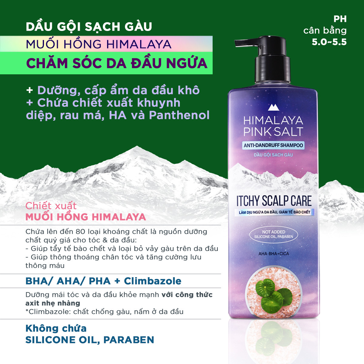 Dầu gội sạch gàu muối hồng Himalaya chăm sóc da dầu ngứa Itchy Scalp Care 650ml