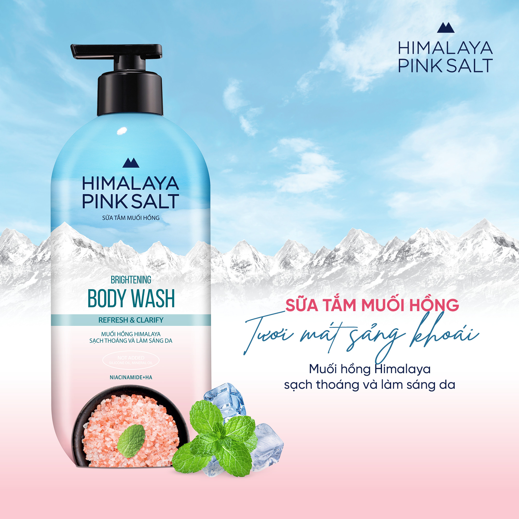 Sữa tắm muối hồng Himalaya Tươi mát và Sảng khoái Refesh & Clarify 500g